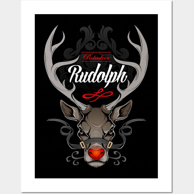 Christmas Rudolph badass Wall Art by Canache Shop